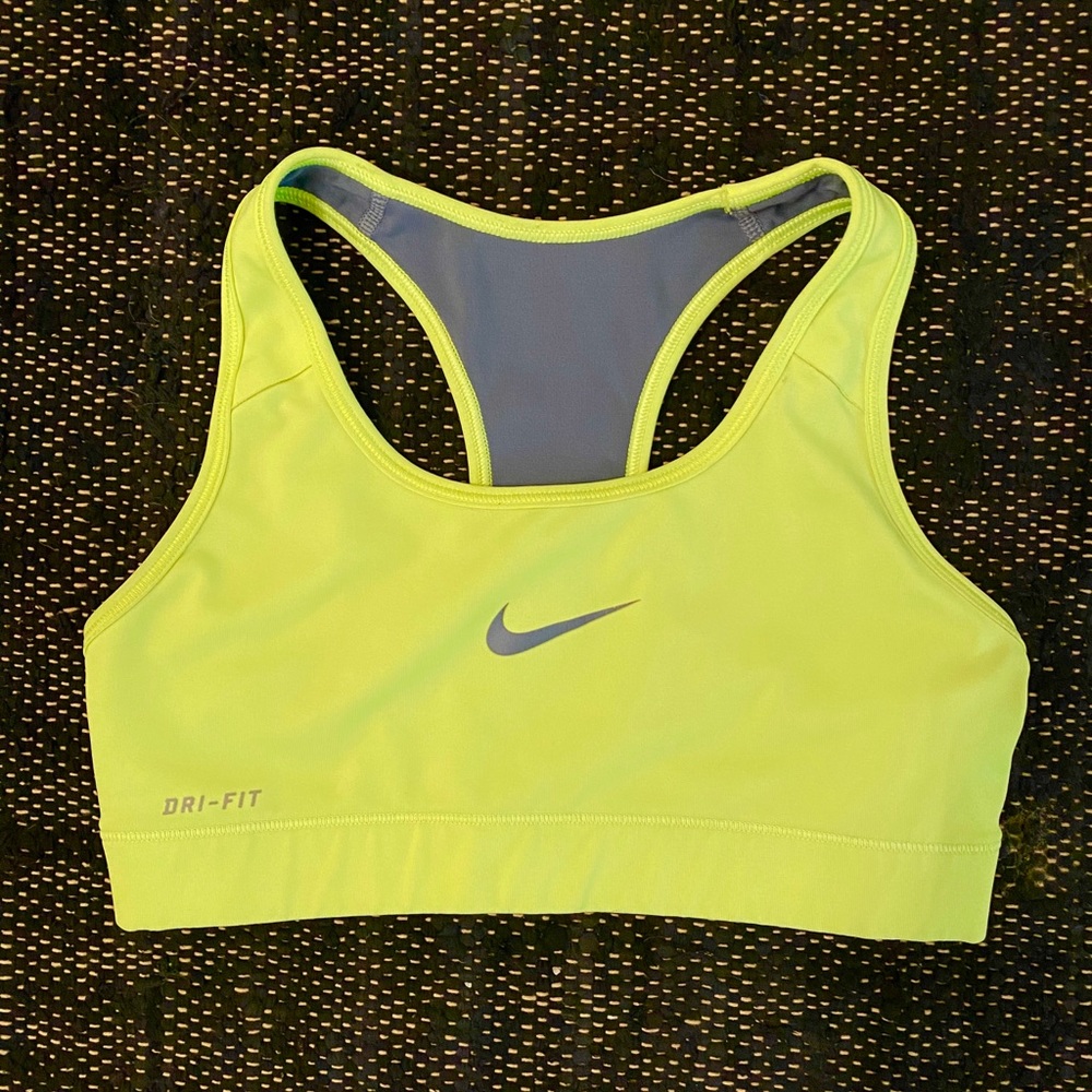 Neon yellow Nike sports bra